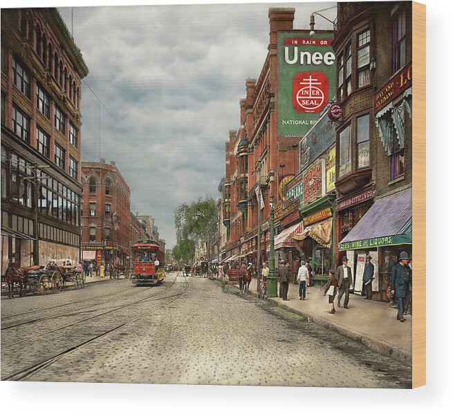 Self Wood Print featuring the photograph City - Lowell MA - A dam good company 1908 by Mike Savad