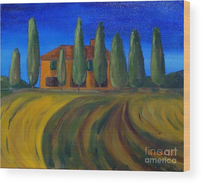 Tuscany Wood Print featuring the painting Classic Tuscan Sunset by Laurie Morgan