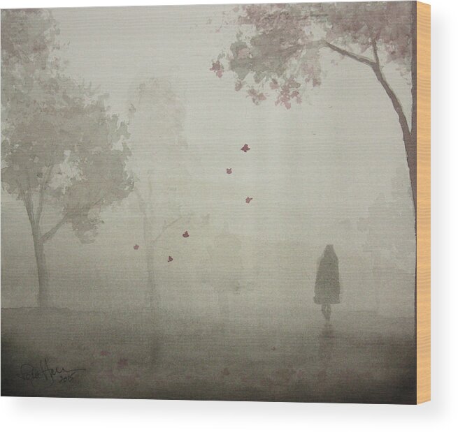 Fog Wood Print featuring the painting Closure by Rachel Bochnia