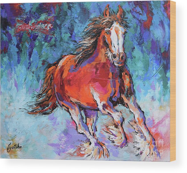  Wood Print featuring the painting Clydesdale by Jyotika Shroff