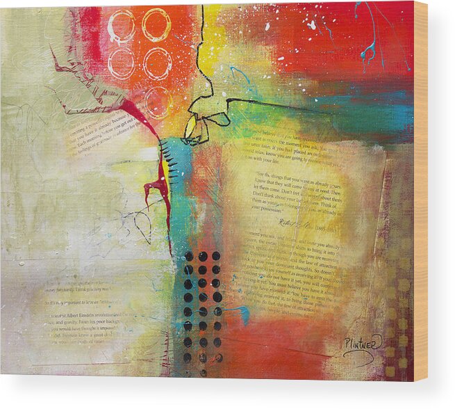 Collage Art Wood Print featuring the painting Collage Art 5 by Patricia Lintner