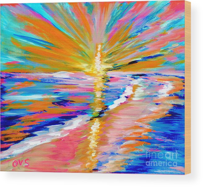 Sale Wood Print featuring the painting Collection ART for HEALTH and LIFE. Painting 5. ENERGY of LIFE by Oksana Semenchenko