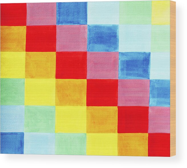 Abstract Wood Print featuring the painting Color Flag by Lee Serenethos