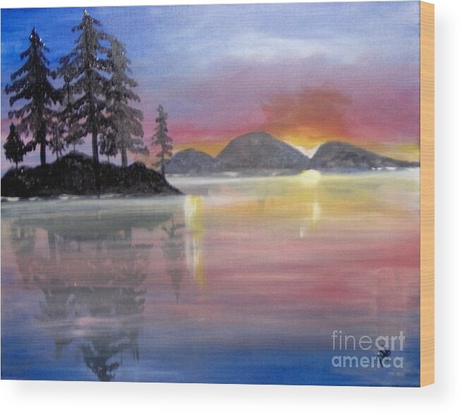 Color Wood Print featuring the painting Colored Lake by Saundra Johnson
