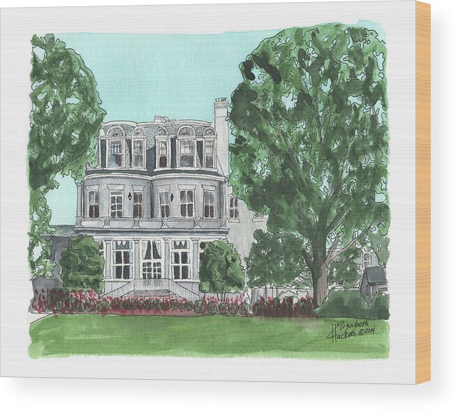 Marine Corps Wood Print featuring the painting Commandant's Back Yard by Betsy Hackett