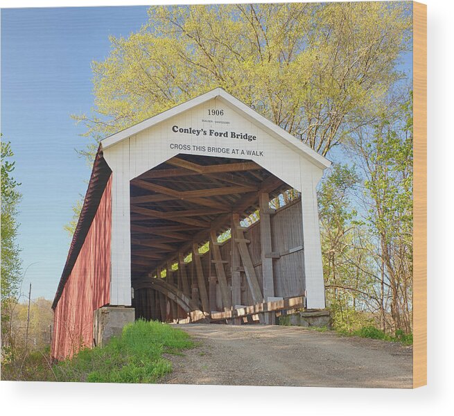 Covered Bridge Wood Print featuring the photograph Conley's Ford Covered Bridge by Harold Rau