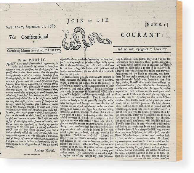 1765 Wood Print featuring the photograph Constitutional Courant by Granger