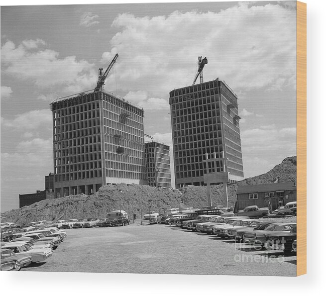 1960s Wood Print featuring the photograph Construction Site, C.1960s by H. Armstrong Roberts/ClassicStock