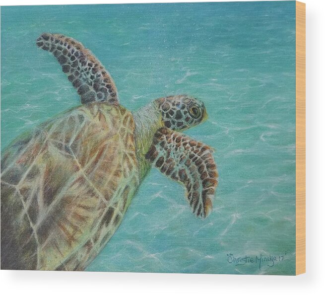 Underwater Life Wood Print featuring the drawing Cooling off by Christie Minalga