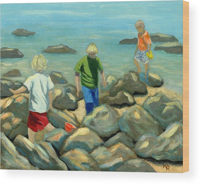 Beach Scene Wood Print featuring the painting Coronado Island Expedition by Karyn Robinson