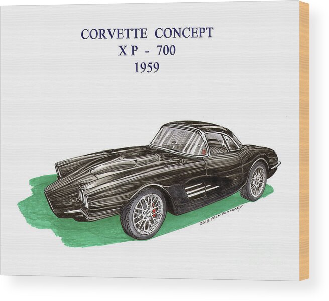  Concept Car Wood Print featuring the mixed media Corvette Concept XP 700 by Jack Pumphrey