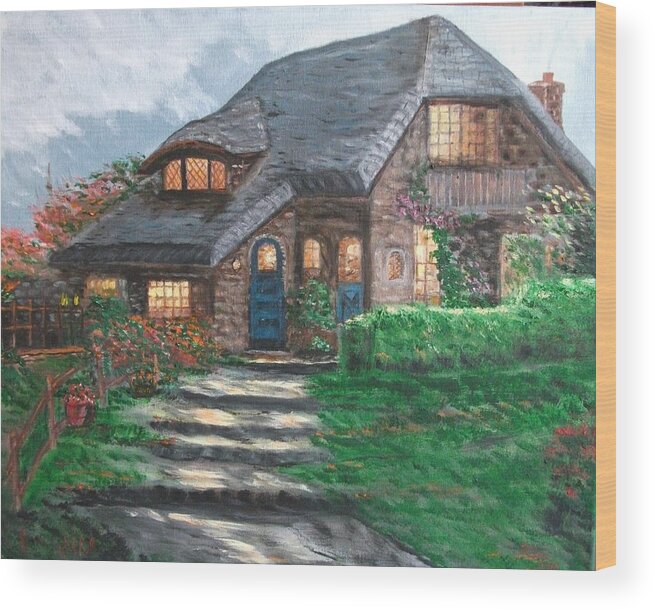 Landscape Wood Print featuring the painting Country Home by Kenneth LePoidevin