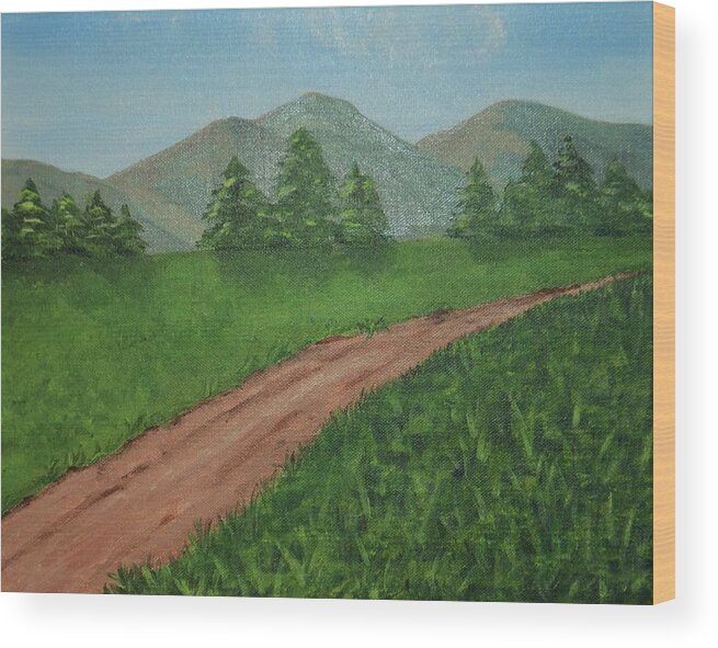 Landscape Wood Print featuring the painting Country Road by Nancy Sisco