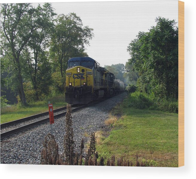 Train Wood Print featuring the photograph CSX 425 Coming Down the Tracks by George Jones