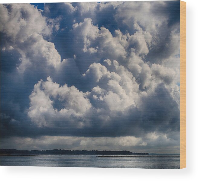 Clouds Wood Print featuring the photograph Cumulus Over the River by William Selander