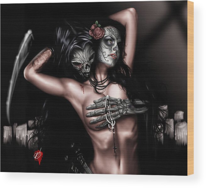 Christy Wood Print featuring the painting Cure my Tragedy by Pete Tapang