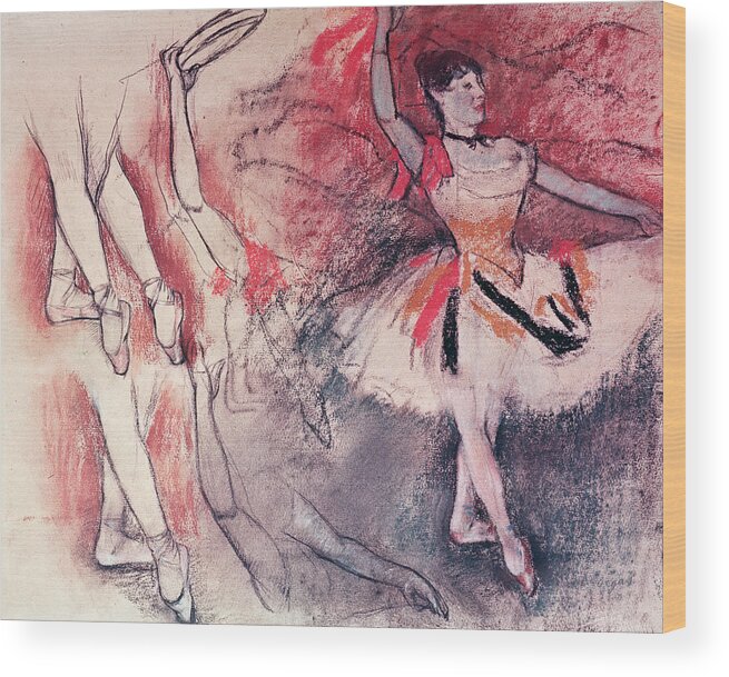 Degas Wood Print featuring the drawing Dancer with Tambourine or Spanish Dancer by Edgar Degas