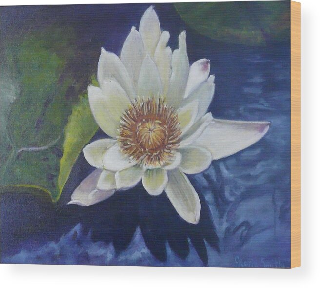 Day Lily Wood Print featuring the painting Day Lily by Gloria Smith