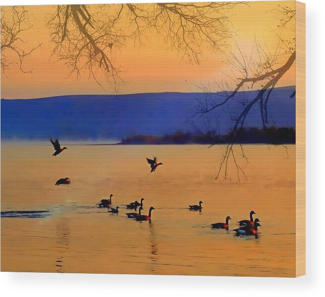 Columbia River Wood Print featuring the photograph Daybreak on the Columbia River by Nick Kloepping