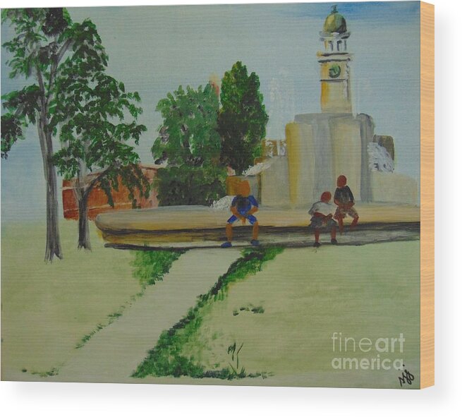 Park Wood Print featuring the painting Denver City Park by Saundra Johnson
