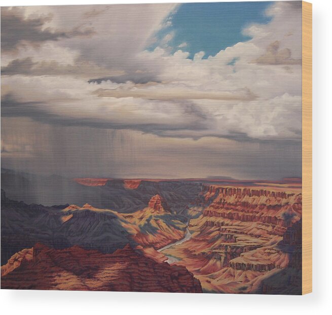 Grand Canyon Wood Print featuring the painting Desert Palisades by Cheryl Fecht