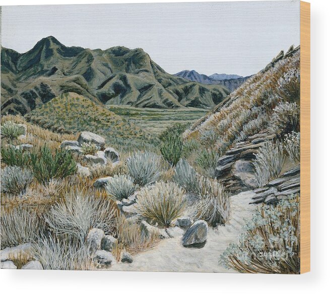Landscape Painting Wood Print featuring the painting Desert Trail by Jiji Lee