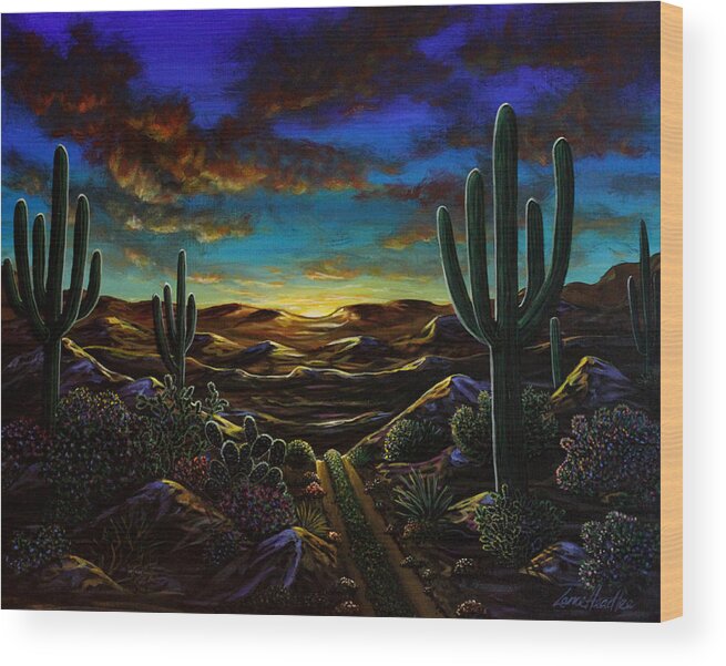 Desert Trail Wood Print featuring the painting Desert Trail by Lance Headlee