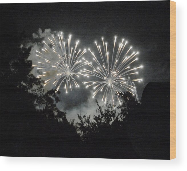 Fireworks Wood Print featuring the photograph Diamonds in the Sky by Jody Lovejoy