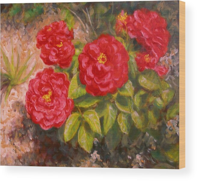 Realism Wood Print featuring the painting Diane's Roses by Donelli DiMaria
