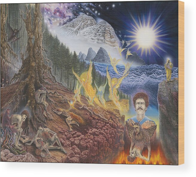 Surrealism Wood Print featuring the painting Diary of First Recognition by Leonard Rubins