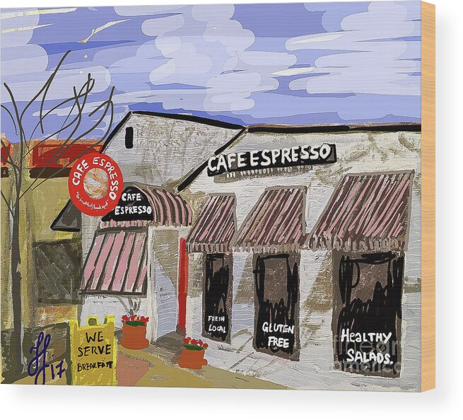  Wood Print featuring the painting Digital Cafe by Francois Lamothe