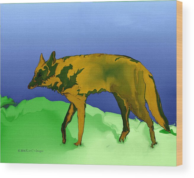 Animal Wood Print featuring the digital art Montana Coyote by Kae Cheatham