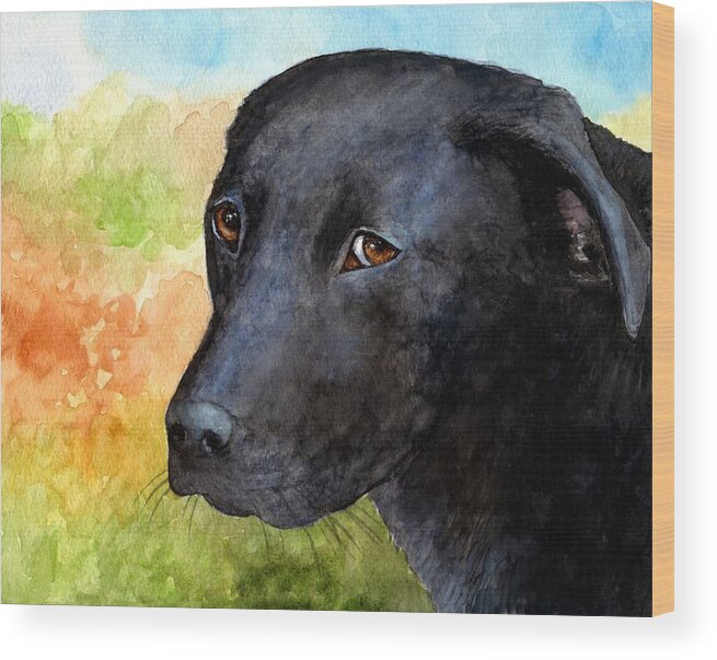 Dog Wood Print featuring the painting Dog 115 by Lucie Dumas