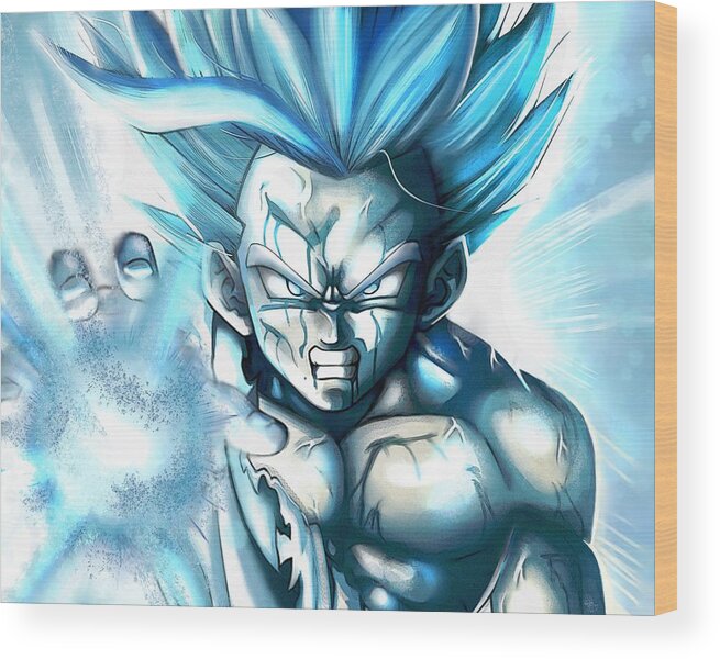 Works-page Wood Print featuring the digital art Dragon Ball Z Father Son Kamahamaha by Gareth Williams