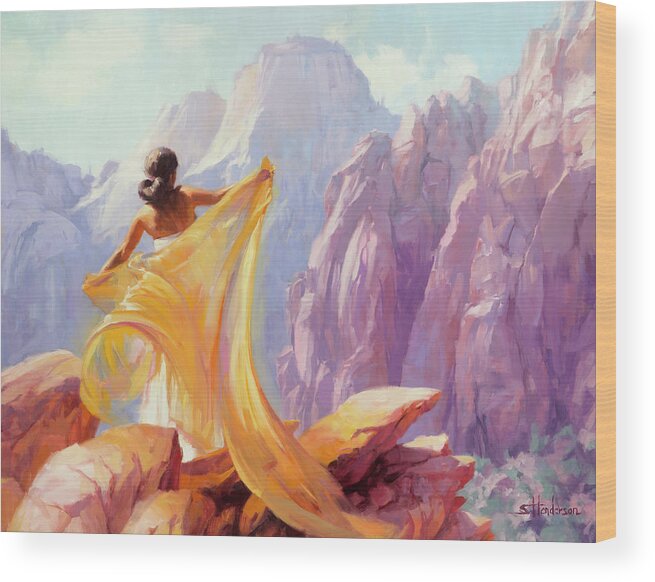 Southwest Wood Print featuring the painting Dreamcatcher by Steve Henderson