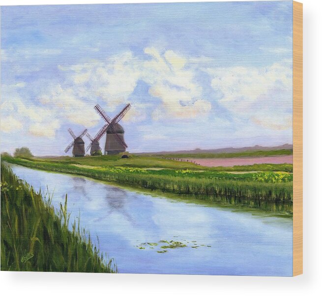 Holland Wood Print featuring the painting Dutch Canal by Deborah Butts