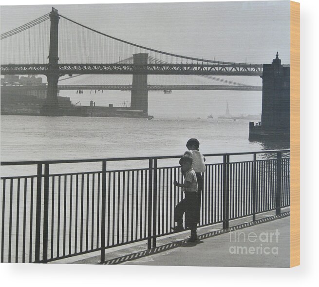 Erik Wood Print featuring the photograph East River Bridges by Erik Falkensteen