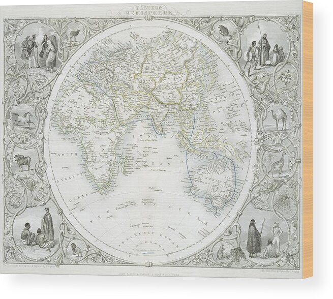 Maps Wood Print featuring the drawing Eastern Hemisphere by John Rapkin