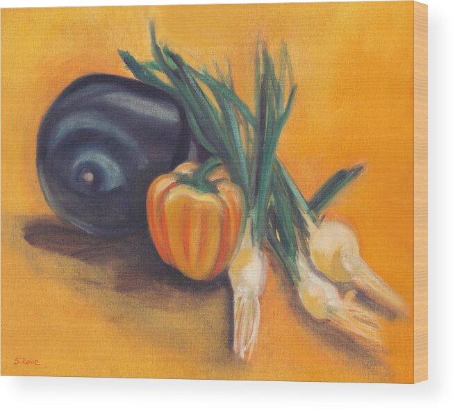 Oil Wood Print featuring the painting Eat Your Vegetables by Shawna Rowe