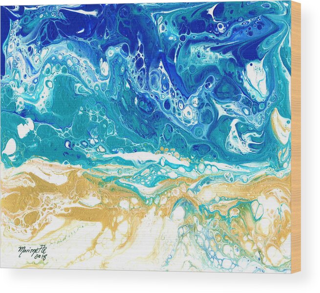 Acrylic Pouring Wood Print featuring the painting Ebb and Flow by Marionette Taboniar