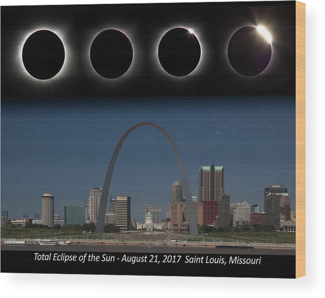 Eclipse Wood Print featuring the photograph Eclipse - St Louis Skyline by Harold Rau