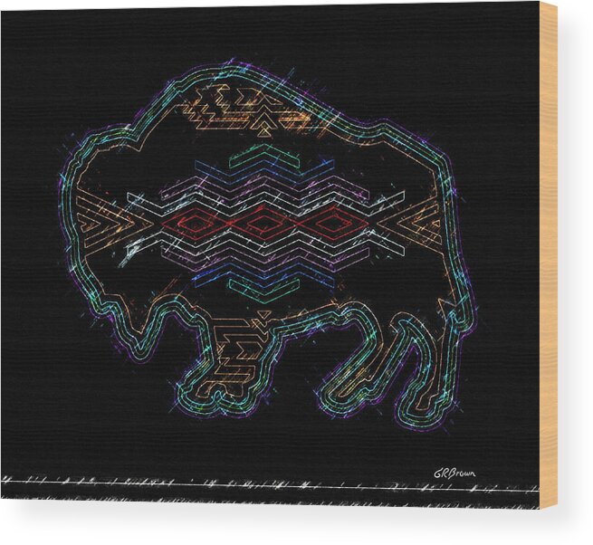 Buffalo Wood Print featuring the digital art Electric Buffalo by Greg Reed Brown