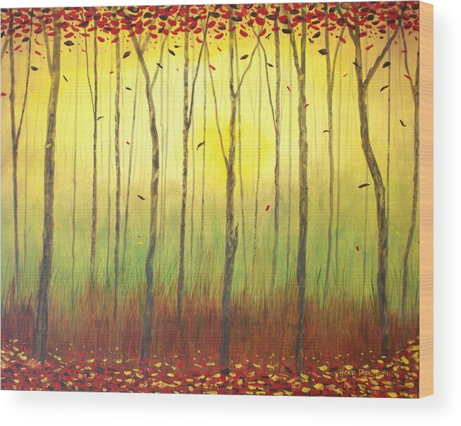 Abstract Wood Print featuring the painting Enchanted Forest II by Herb Dickinson