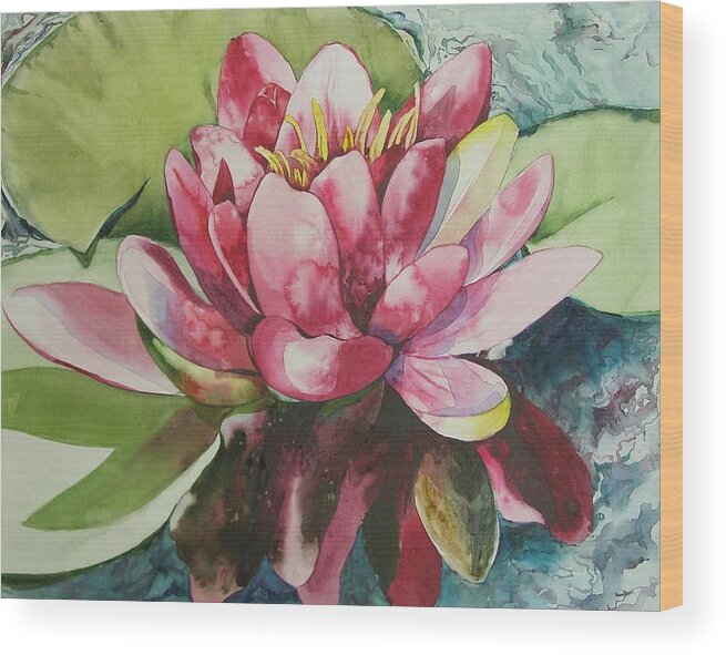 Flower Wood Print featuring the painting Eureka Springs Lily by Marlene Gremillion