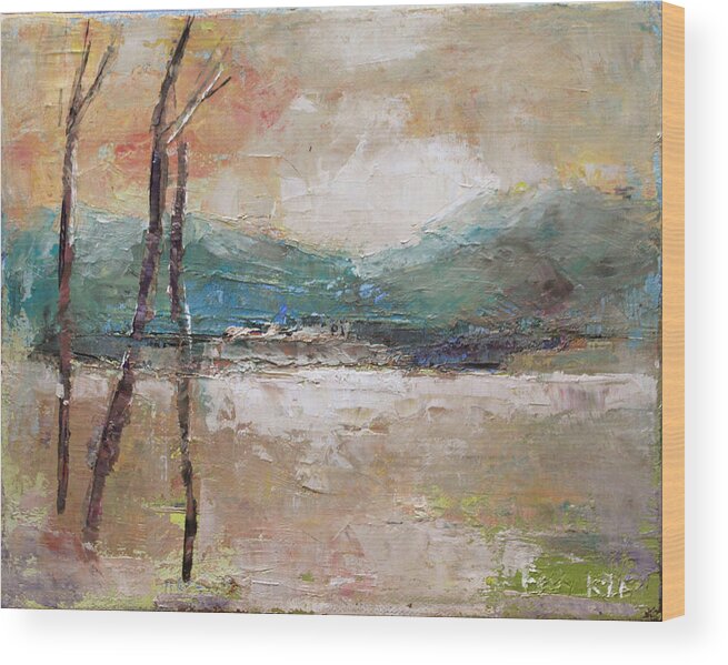 Oil Wood Print featuring the painting Evening in Fall by Becky Kim