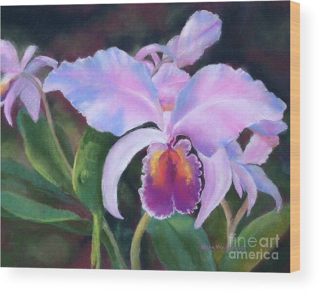 Exotic Orchid Wood Print featuring the painting Exotic Pink Orchid by Hilda Vandergriff