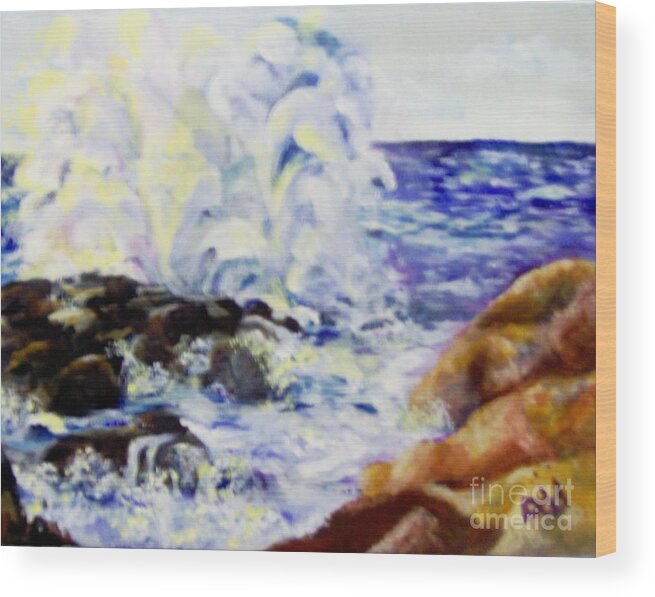 Waves Wood Print featuring the painting Explode by Saundra Johnson