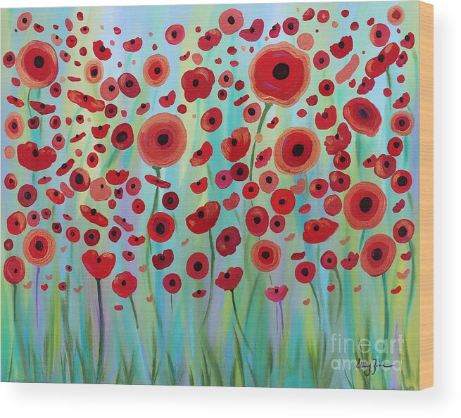 Poppy Wood Print featuring the painting Expressive Poppies by Stacey Zimmerman