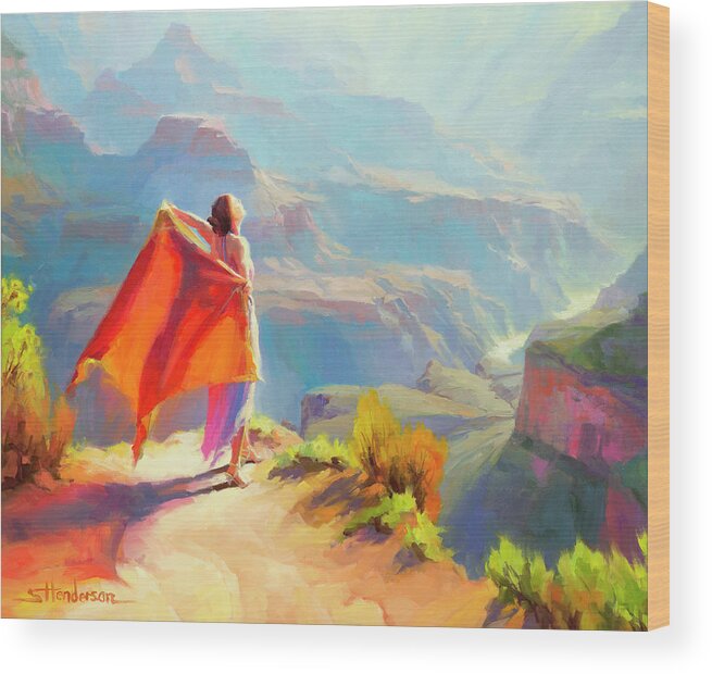 Woman Wood Print featuring the painting Eyrie by Steve Henderson