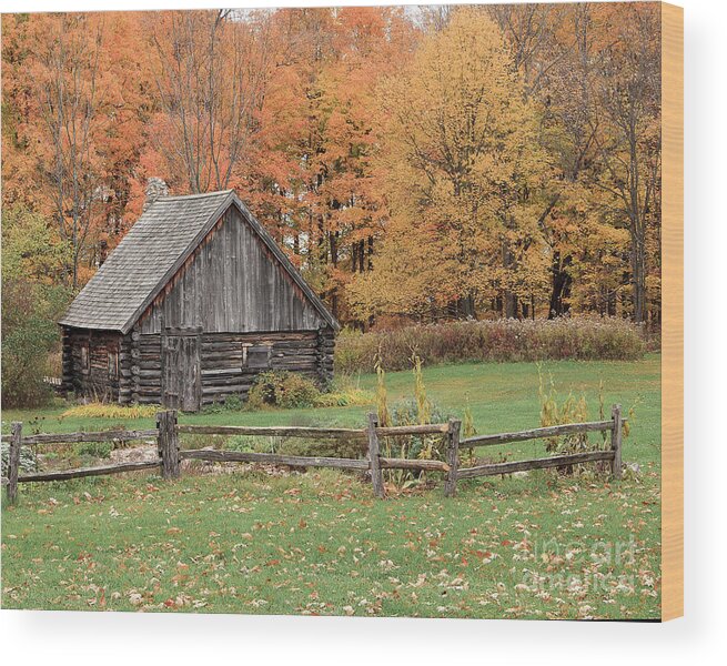 Autumn Wood Print featuring the photograph Fall at The Log Cabin by Rod Best